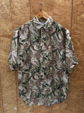 Vintage 90s 100% silk beige brown hibiscus floral Hawaiian shirt size small